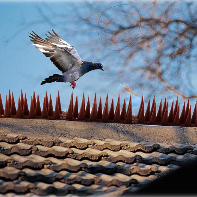 Bird Spike Strips for Outdoor Surfaces with Adhesive Strips (8, Black)
