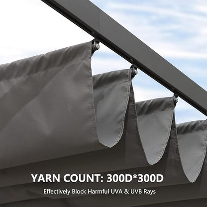 Pergola Shade Cover Replacement Canopy Top Compatible with 10 X 13 ft 6-Bar Pergola Frames - Gray (Canopy Size 116" W x 135" L, Canopy Top Only)