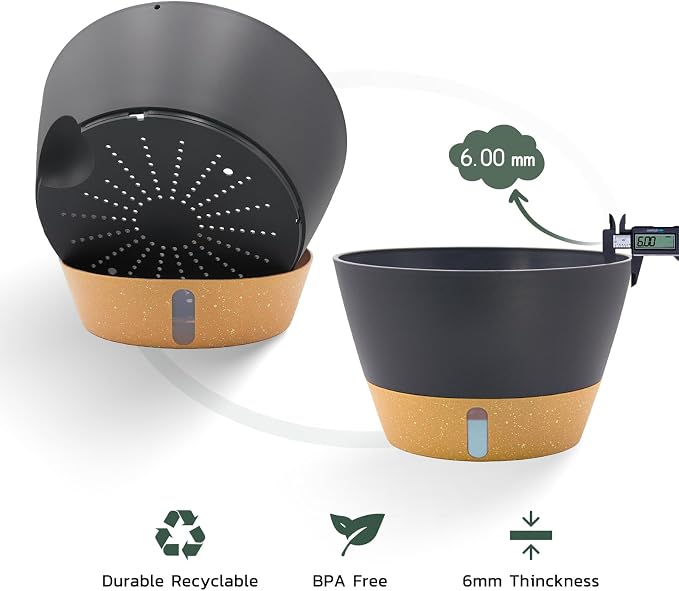 ZMTECH 12 Inch Hanging Planters for Indoor Plants, Large Self Watering Hanging Planter with Visible Water Level Window & Chain, Dark Gray Hanging Baskets for Outdoor Patio
