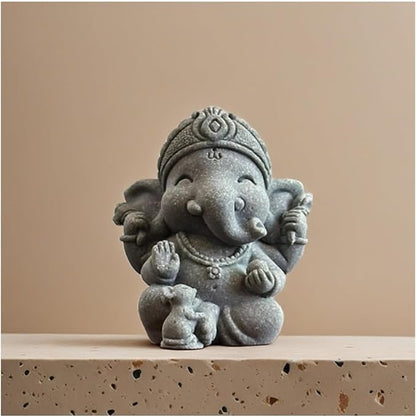 livelyfish Small Elephant Statue Sandstone Figurine Hindu Meditation Buddha Sculpture for Fish Tank Aquarium Decoration (A)