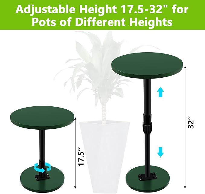Axcoix 2 Pack Adjustable Height Plant Risers for Inside Pots, 17.5-30" Wooden Planter Inserts for Large Pots Sturdy Support, Pot Fillers for Tall Square Round Taper Planters (6" 8" 10" Base or Top)