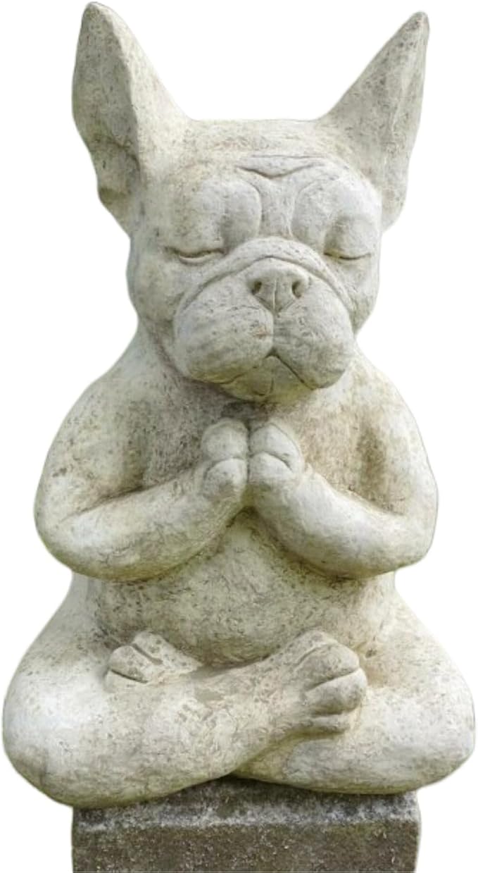 YWHWXB Meditating French Bulldog Figurine, Zen Yoga Dog Buddha Statue, Decorative Collectible for Home Garden Decoration