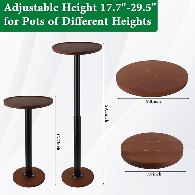 LUTTY 2Set Wooden Adjustable Plant Risers for Inside Pot,17.7-29.5 inches Tall Tapered Plant Riser Fill Bottom of Tall Flower Pots and Large Plants Containers, Rise Filler Riser of Flower Pots