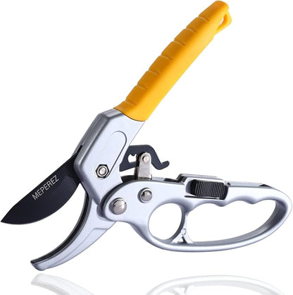 Premium Germany - Steel Pruning Shears, Work 3 Times Easier, Pruners Heady Duty, Sharp Garden Clippers Cuting Florist Flower, Hedge, Herb, Rose, Indoor Live Plants, Arthritis Weak Hand Snips