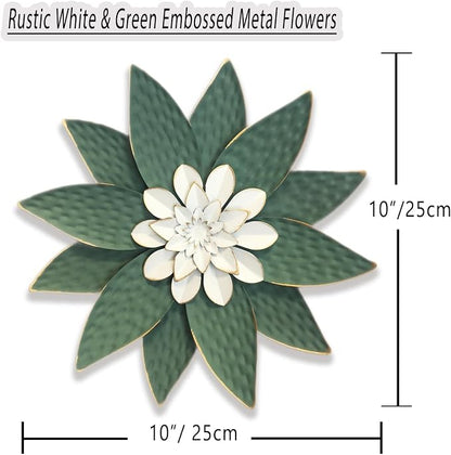 Metal Flower Wall Art Decor,10" Rustic Modern Antique Floral Sculpture, Distressed Iron Wall Hanging Home Decoration Accent Artworks for Indoor Kitchen Bedroom Living Office Outdoor Garden Patio | Floral Sculpture, Distressed Iron Wall Hanging Accent A...