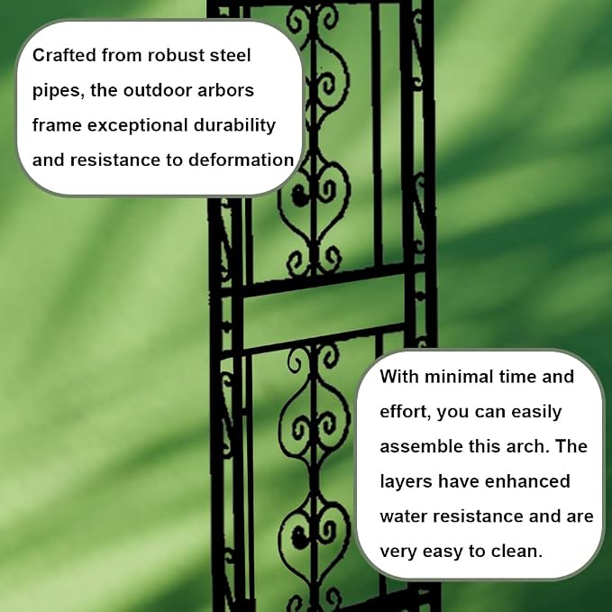Teabelle Metal Garden Arbor Trellis, Black Arch for Climbing Plants, Wedding Outdoor Arch for Ceremony, Flowers and Plants Support Structure Stand for Lawn Patio Backyard Decoration | Durable Iron Tube, Weather Resistant Coating, Stable Structure for B...