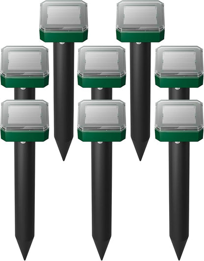 Solar Powered Mole Repeller Gopher Deterrent Outdoor Groundhog Repellent Ultrasonic Snake Armadillo Repeller Waterproof Effective for Yard Lawn Garden (8, Dark Green)