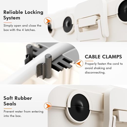 RESTMO 5-Piece Outdoor Waterproof Electrical Box Set – 12.5" x 8.5" x 5" Large & 7.1" x 2.3" x 2.3" Small, Weatherproof Boxes for Power Strip, Outlet, Plug, Socket, Timer, Holiday Light, White