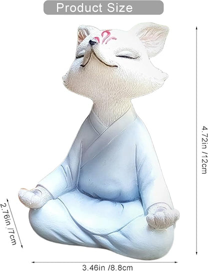 Zen Fox Buddha Statue, Yoga Figurine for Home Office, Garden Decor | Meditation decor, resin animal fox statues, fox figurines, feng shui shelf decor spiritual gifts for indoor outdoor