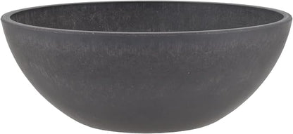 PSW PotCollection M30DC Plastic/Stone/WoodComposite Low BowlPlanter,No Drainage Hole(Drillable), Shallow Indoor/Outer Pot for Succulents,Bonsai,Fairy Gardens,Herbs,Dark Charcoal, 12 Inch (Pack of 12)