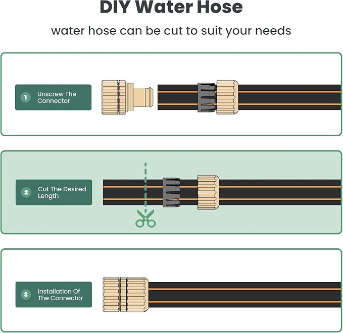 Giraffe Tools Garden Hose 5/8" Custom Length, No Kink, Flexible, Leakproof Water Hose, 600 Burst PSI, 75ft Male Female Fittings,Black Orange
