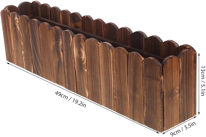DOITOOL Wooden Picket Fence Planter Box 19.29X5.11X3.54In Window Flower Box for Home Garden Wedding Party Office Decor with Foam Inserts DIY Plant Basket Container