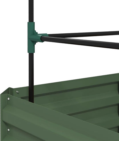 Outsunny Galvanized Raised Garden Bed, 55" Tall Outdoor Planter Box with Trellis Tomato Cage and Open Bottom for Climbing Vines, Vegetables, Flowers in Backyard, Garden, Patio, Green