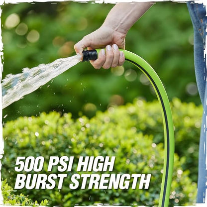 RUGGED RHINO Heavy Duty Garden Hose 50ft x 5/8in, Anti-Kink and Leakproof, Durable 4-Layer Construction, 500 PSI Burst, All Weather Outdoor Watering for Lawn, Garden, Flowers, Green and Black
