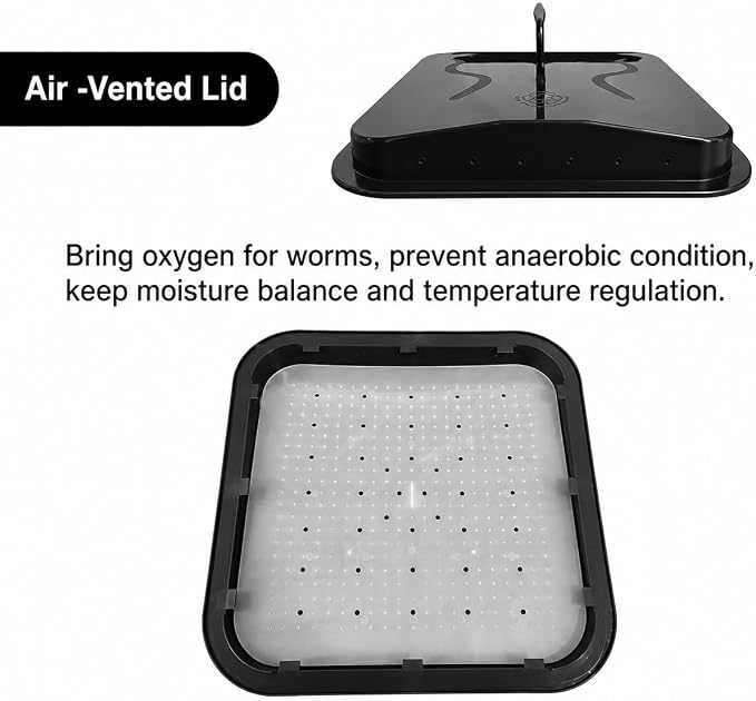 The Original VermiHut® Plus 5-Tray Worm Composter – Indoor & Outdoor Vermicomposting Bin | Sustainable Design for Food Waste Recycling- Black