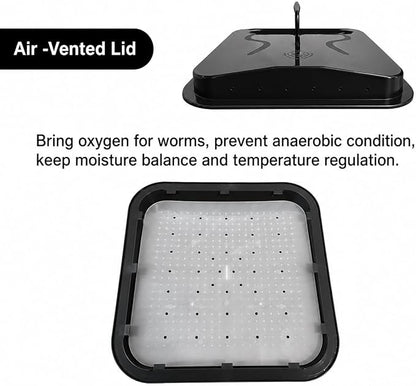 The Original VermiHut® Plus 5-Tray Worm Composter – Indoor & Outdoor Vermicomposting Bin | Sustainable Design for Food Waste Recycling- Black