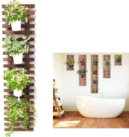 ShopLaLa Wooden Wall Planter (120cm) Wood Hanging Planters for Indoor Plant | Vertical Garden, Plant Wall Mount Planter, Air Plant Succulent Holder for Flower Pot Display Hanger Frame Outdoor Plants