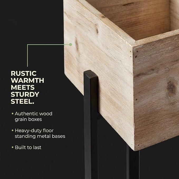 Anderson's Raised Wooden Garden Boxes on Metal Stands Set - 3 Pieces