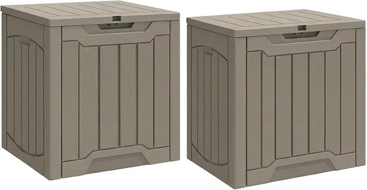 YITAHOME 31 Gallon Deck Boxes Set of 2 | Lockable Outdoor Storage Bins for Patio Cushions, Garden Tools, Weather-Resistant Resin Storage Solution, Taupe