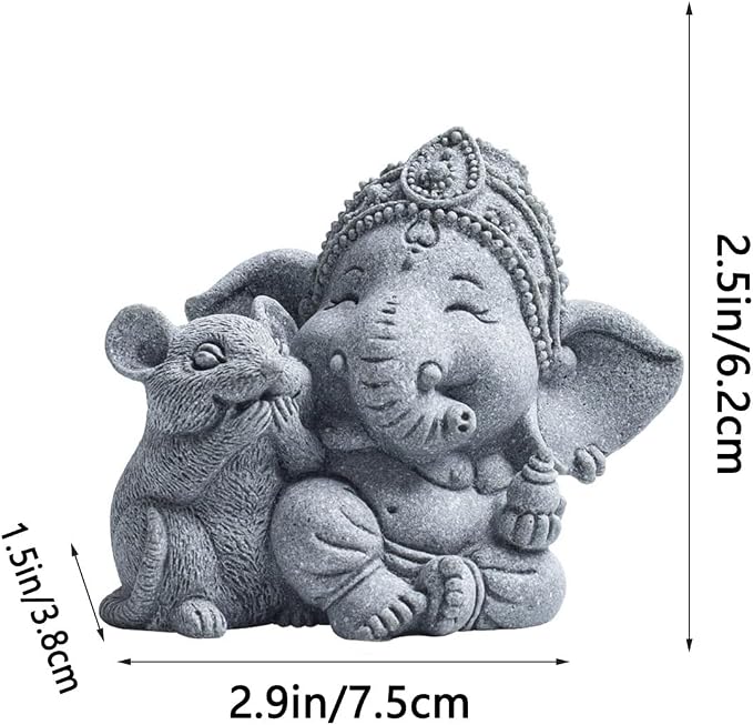livelyfish Small Elephant Statue Sandstone Figurine Hindu Meditation Buddha Sculpture for Fish Tank Aquarium Decoration (C)