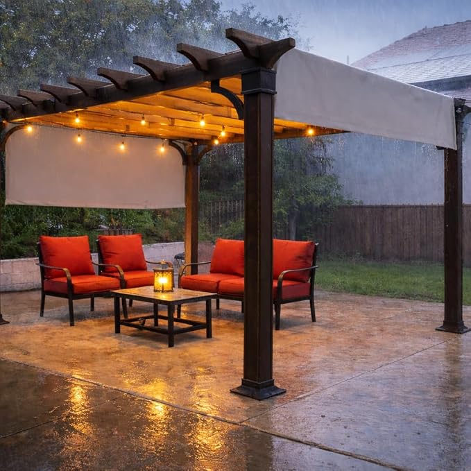 Alion Home Waterproof Pergola Cover - Universal Replacement Canopy (18' L x 8' W, Grey)