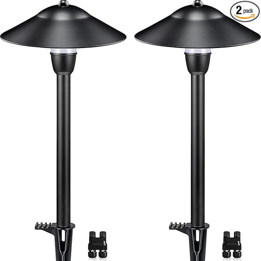SUNVIE Low Voltage Pathway Lights 12-24V 3W Landscape Lighting, 3000K LED Low Voltage Landscape Lights, IP65 Waterproof Aluminum Path and Area Light for Outdoor Yard Garden Walkway, 2 Pack