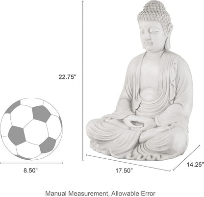 Glitzhome 22.75-inch Zen Meditation Buddha Garden Statue, Black Large Indoor and Outdoor Sculpture, Hand-Finished MGO & Fiberglass Decor for Home Patio Yard