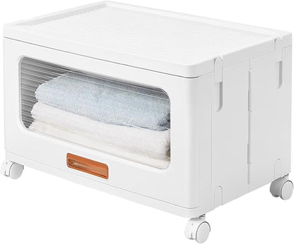 VECELO Plastic Storage Cabinet with Drawers, Stackable Storage Bins with Wheels, Waterproof Bathroom Storage Organizer, Multi-Tier Storage Drawers for Bedroom, Living Room, Kitchen, Large 1-Tier