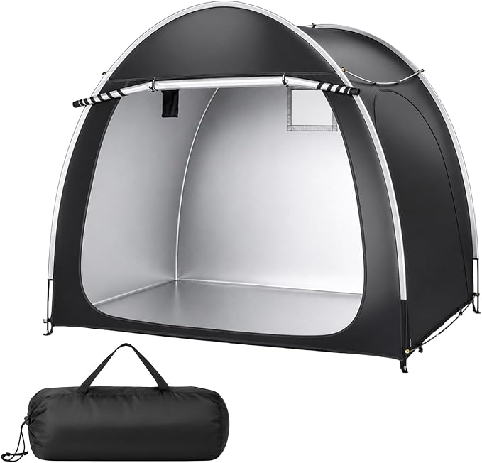 VINGLI Bike Storage Shed Tent for 4-5 Bikes, Outdoor Portable Bicycle Storage Shed with Carry Bag, Waterproof Bike Tent for Motorcycle, Garden Tools, Lawn Mower, Black
