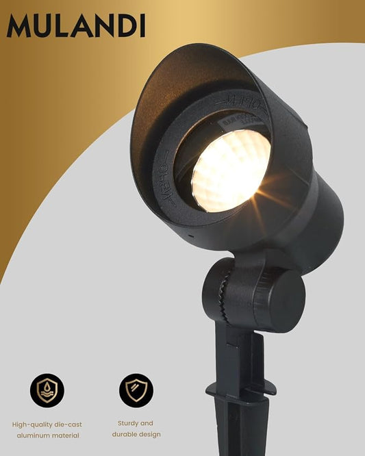 Low Voltage Landscape Spotlights 20W 12V LED Outdoor Lighting, 3000K Warm White, Adjustable Die-Cast Aluminum Lights for Garden, Yard, and Patio 6 Pack