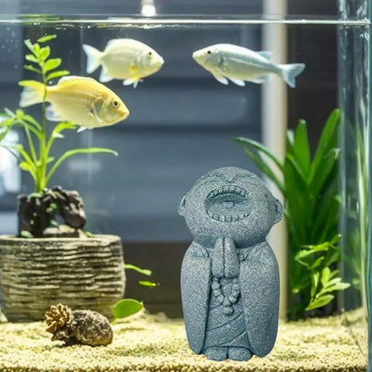 Mini Monk Buddha Statue Sandstone Statues Zen Monk Praying Statue Sculptures for Wealth Good Luck Feng Shui Decor Home Fish Tank Aquarium Garden (Style 7)