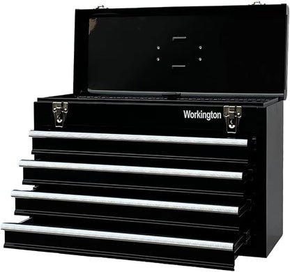 Workington Portable Metal Tool Chest with 4 Drawers, 20" 4-Drawer Tool Chest Cabinet with Ball Bearing Drawer Slides, Steel Tool Storage Box Organizer 4004 Black