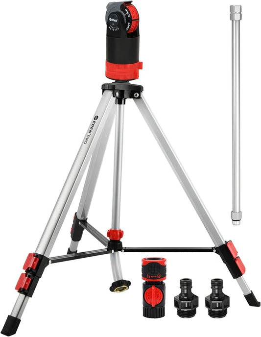 Eden 94152 PRO Heavy Weight Telescoping Tripod (5.37 lbs) Multi-Pattern Turbo Gear Drive Sprinkler, w/Quick Connect Starter Kit, 360 Degree Coverage