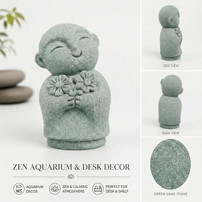 Jizo Statue Small Buddha Figurine for Garden Aquarium Decor | Jizo statue small buddha figurine for garden aquarium bonsai desk zen decor blended sandstone mini buddha sculpture