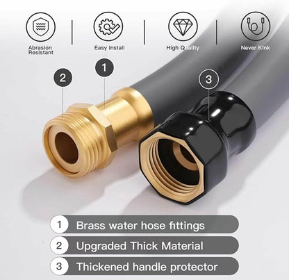 Garden Hose 5/8" x 10ft Brass Rubber Heavy Duty Water Hose 600 PSI Burst Pressure, Durable Flexible Hose for Yard, Car Wash, Pets Gray
