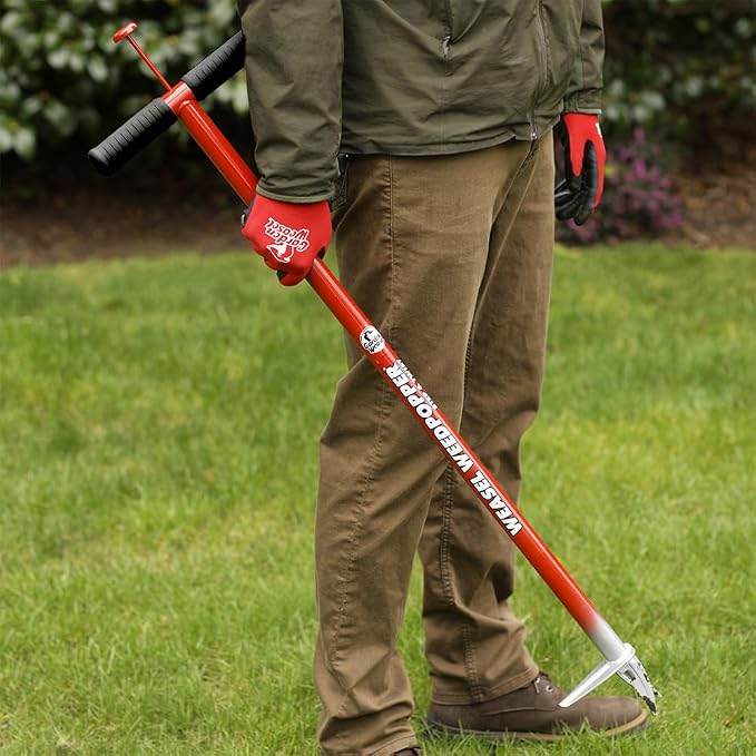 GARDEN WEASEL WeedPopper Step & Twist – Black Ergonomic Grip | Stand Up Weed Puller Tool for Dandelion, Crabgrass & Root Removal | Heavy Duty Lawn & Garden Weeder | 95206-A