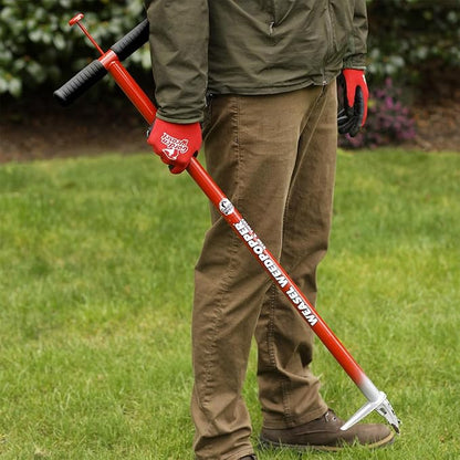 GARDEN WEASEL WeedPopper Step & Twist – Black Ergonomic Grip | Stand Up Weed Puller Tool for Dandelion, Crabgrass & Root Removal | Heavy Duty Lawn & Garden Weeder | 95206-A