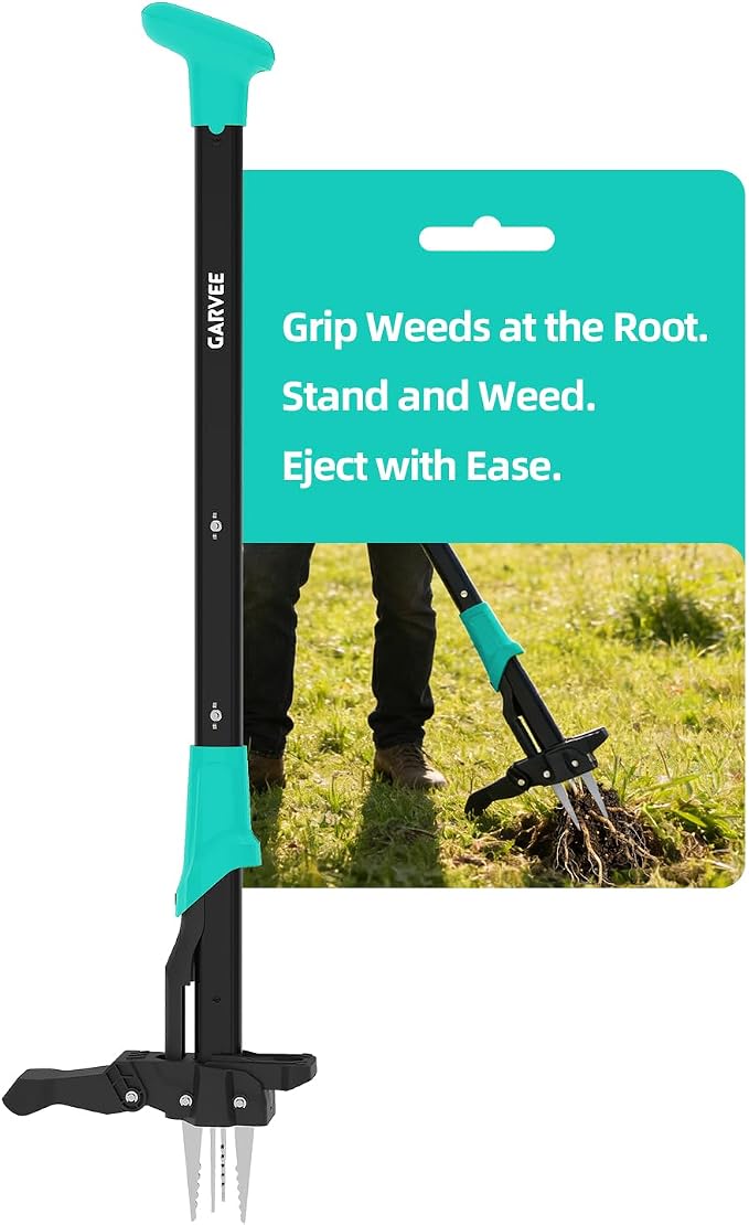 Garvee 40" Long Handle Stand Up Weed Puller - 4-Claw with Ejector Gardening Hand Weeding Tool Easy-Eject Easily Remove Weeds Without Bending, Pulling, or Kneeling.