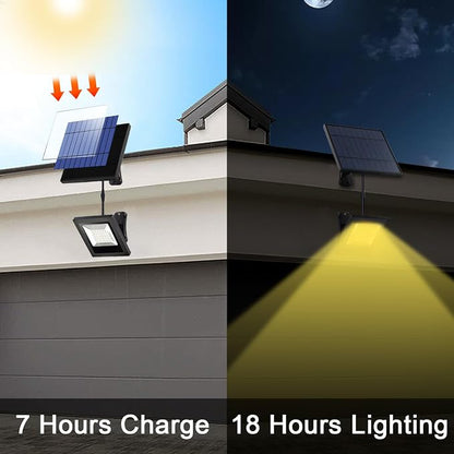 Solar Flood Lights Outdoor with 16FT Cable Dusk to Dawn 4400mAh LED Solar Spot Light Waterproof 3000K for Porch, Backyard, Driveway, Warm White 2 Pack