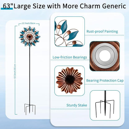 Stargarden Metal Wind Spinner, 13.7" Dia Outdoor Wind Spinners | Kinetic Garden Art & Outdoor Decoration for Yard