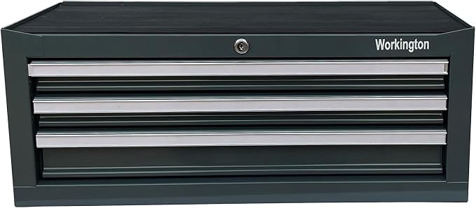 Workington Industrial 3 Drawers Portable Metal Intermediate Box, 26" Middle Tool Chest Cabinet with Ball Bearing Drawer Slides, Steel Tool Storage Box Organizer 4009 Gray