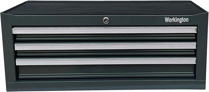 Workington Industrial 3 Drawers Portable Metal Intermediate Box, 26" Middle Tool Chest Cabinet with Ball Bearing Drawer Slides, Steel Tool Storage Box Organizer 4009 Gray