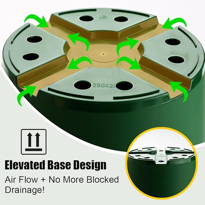 RooTrimmer 5 Gallon 12 Inch Plastic Nursery Pots, Plant Containers with Drainage Holes, Round Sturdy Garden Planters for Indoor/Outdoor Greenery, Gardening Gifts for Women (5-Pack, Green)