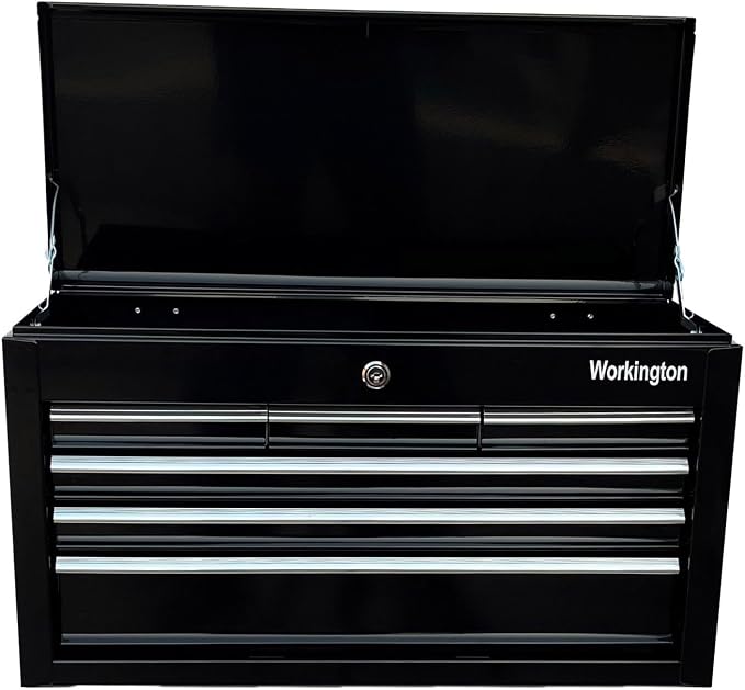Workington Portable Metal Tool Chest with 6 Drawers, 24" 6-Drawer Tool Chest Cabinet with Ball Bearing Drawer Slides, Steel Tool Storage Box Organizer 4005 Black