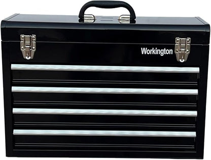 Workington Portable Metal Tool Chest with 4 Drawers, 20" 4-Drawer Tool Chest Cabinet with Ball Bearing Drawer Slides, Steel Tool Storage Box Organizer 4004 Black