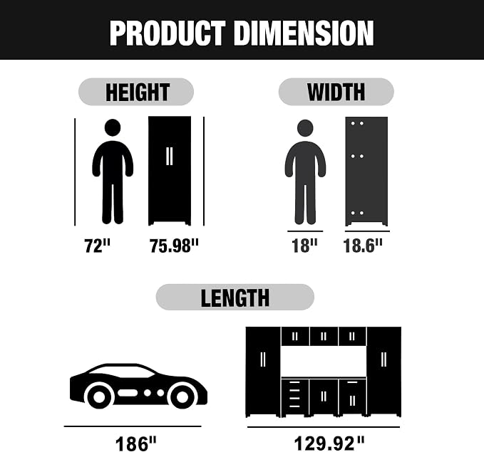 Big RED Garage Cabinets Storage System, 9 Piece Included Steel Drawers Rolling Chest,Locked Storage Cabinet, Perfect for Organizing Garage and Tools, Black/Grey