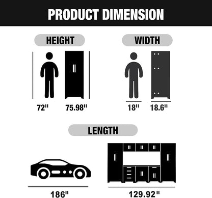 Big RED Garage Cabinets Storage System, 9 Piece Included Steel Drawers Rolling Chest,Locked Storage Cabinet, Perfect for Organizing Garage and Tools, Black/Grey