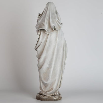 Grace4Joy Virgin Mary Statue Outdoor, 24 Inches Blessed Mother Mary Garden Statue, Rustic Saint Mary Holding Lilies Outdoor Sculpture for Home Yard Patio Lawn Hallway Decor