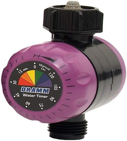 Dramm ColorStorm Premium Water Hose Timer, Mechanical, Turns Water Off Automatically, Up to 120 Minutes of Run Time, Compact for Lawn, Drip, Soaker Hose and Garden, Berry