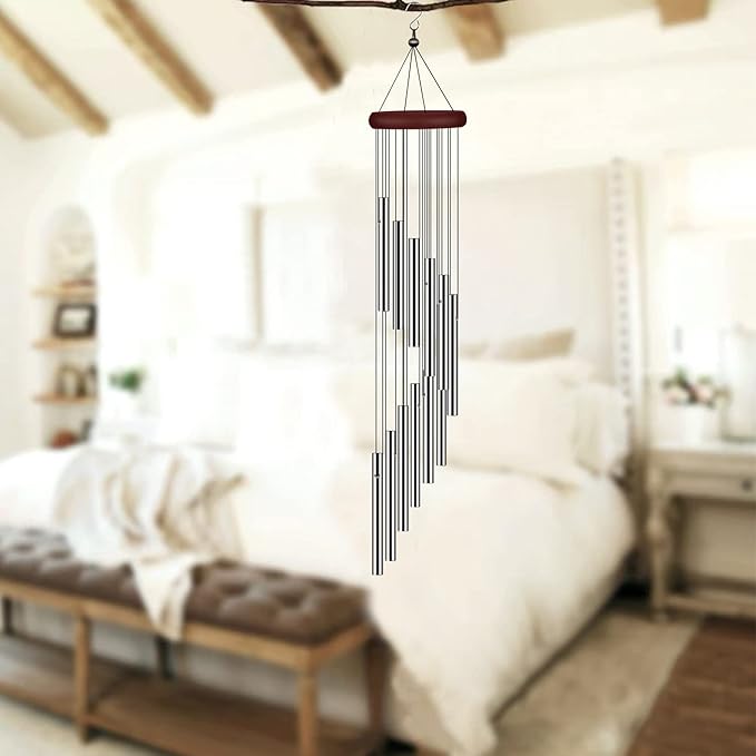 4 Pack Wind Chimes for Outside, Sympathy Wind Chimes Outdoor Clearance with 12 Aluminum Alloy Tubes and Hook, Memorial Windchime Gift Decoration for Home, Patio, Garden, Outdoor